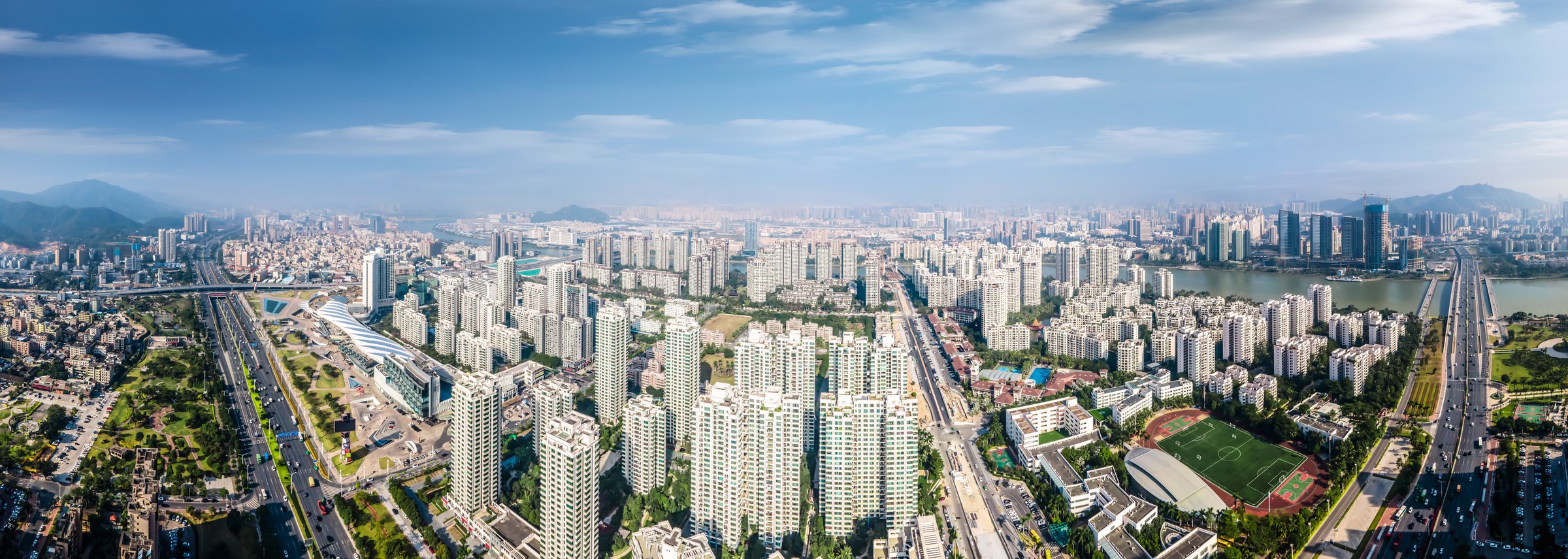 Aerial view of Zhuhai city landscape